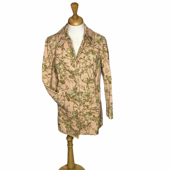 Liz Claiborne Medium Length Pink Floral Jacket - Picture 1 of 5